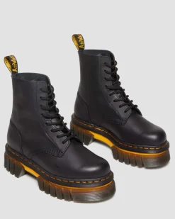 Discount Audrick Leren Platform Veterlaarzen met Contrasterende Zool WOMENS Veterlaarzen|Enkellaarzen