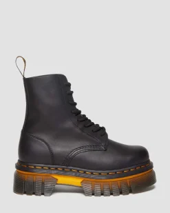 Discount Audrick Leren Platform Veterlaarzen met Contrasterende Zool WOMENS Veterlaarzen|Enkellaarzen