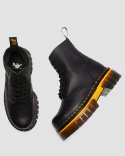 Discount Audrick Leren Platform Veterlaarzen met Contrasterende Zool WOMENS Veterlaarzen|Enkellaarzen