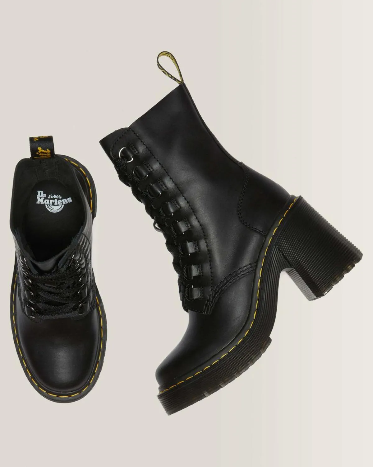 Store Chesney Leren Veterlaarzen met Uitlopende Hak WOMENS Hakken|Enkellaarzen