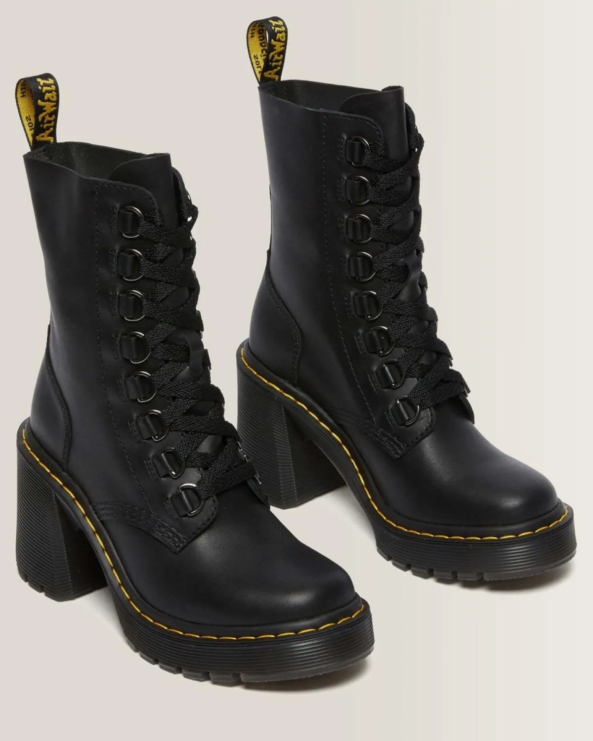 Store Chesney Leren Veterlaarzen met Uitlopende Hak WOMENS Hakken|Enkellaarzen