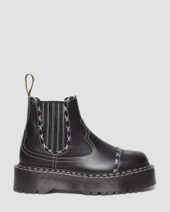 Clearance 2976 Contrasterende Steek Leren Chelsea Laarzen Originals|Nieuw Binnen