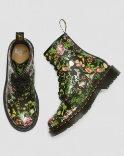 Cheap 1460 Dames Veterlaarzen met bloemenprint WOMENS Veterlaarzen