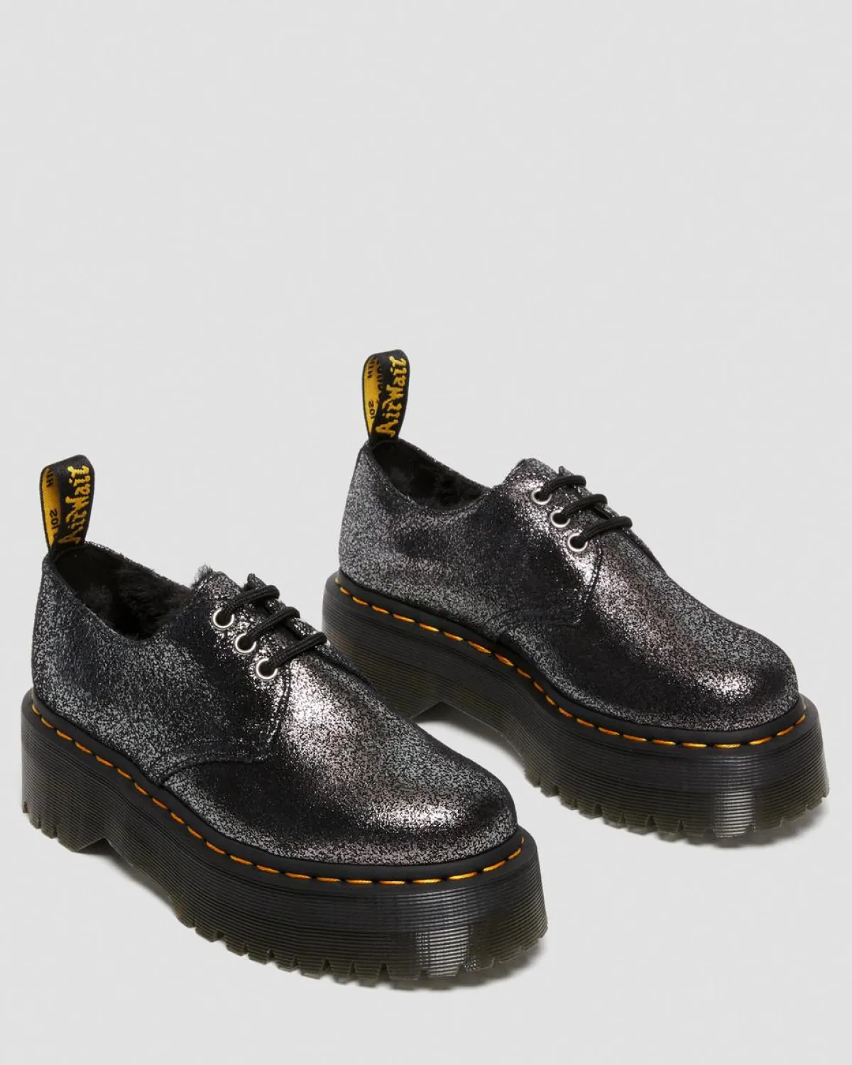 New 1461 Imitatiebont Gevoerde Metallic Leren Platform Schoenen WOMENS Dames Sale|Schoenen
