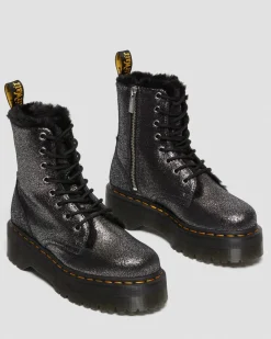Shop Jadon Metallic Leren Platform Laarzen Met Imitatiebont Voering WOMENS Winterlaarzen|Veterlaarzen