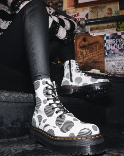 Hot Jadon Polka Dot Smooth Leren Platform Laarzen WOMENS Platform Laarzen|Enkellaarzen