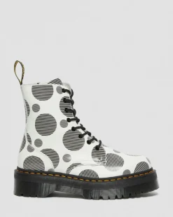 Hot Jadon Polka Dot Smooth Leren Platform Laarzen WOMENS Platform Laarzen|Enkellaarzen