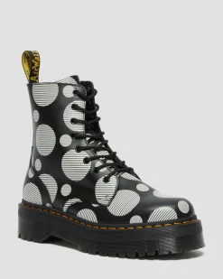 Clearance Jadon Polka Dot Smooth Leren Platform Laarzen WOMENS Platform Laarzen|Enkellaarzen
