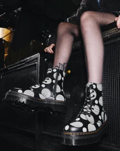 Clearance Jadon Polka Dot Smooth Leren Platform Laarzen WOMENS Platform Laarzen|Enkellaarzen