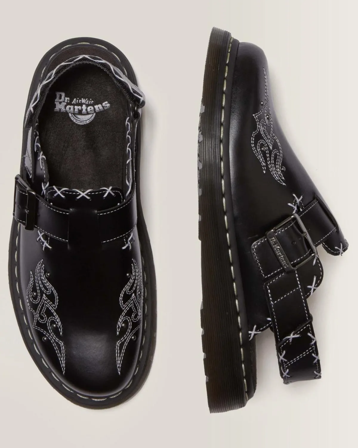 Cheap Jorge Contrasterende Steek Leren Mules Nieuw Binnen|Sandalen