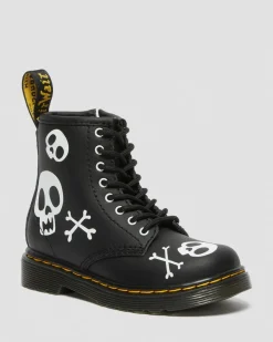 New Junior 1460 Skull & Bones snørestøvler i læder Sale Voor Kinderen
