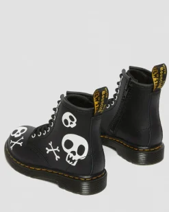 New Junior 1460 Skull & Bones snørestøvler i læder Sale Voor Kinderen