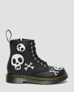 New Junior 1460 Skull & Bones snørestøvler i læder Sale Voor Kinderen