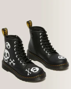 Cheap Junior 1460 Skull & Bones snørestøvler i læder Sale Voor Kinderen
