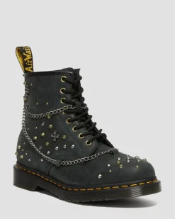 Cheap 1460 Ketting met Studs Leren Veterlaarzen UNISEX Enkellaarzen|Veterlaarzen
