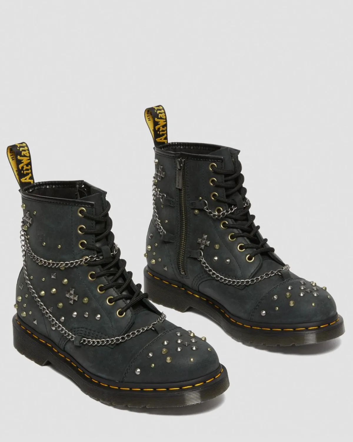 Cheap 1460 Ketting met Studs Leren Veterlaarzen UNISEX Enkellaarzen|Veterlaarzen