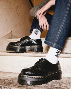 Outlet 1461 lakleren platformschoenen met reliëf luipaardprint GIFTS Platform Schoenen|Schoenen