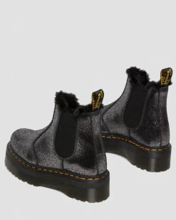 New 2976 Metallic Platform Chelsea Laarzen Met Imitatiebont Voering WOMENS Dames Sale|Winterlaarzen
