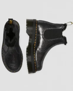 New 2976 Metallic Platform Chelsea Laarzen Met Imitatiebont Voering WOMENS Dames Sale|Winterlaarzen