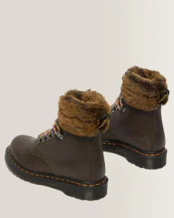 Store 1460 Serena Collar Imitatiebont Gevoerde Enkellaarzen UNISEX Veterlaarzen|Enkellaarzen