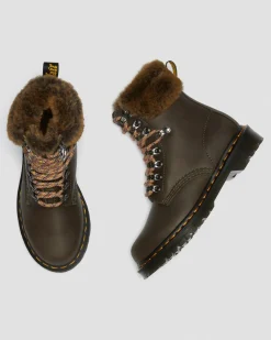 Store 1460 Serena Collar Imitatiebont Gevoerde Enkellaarzen UNISEX Veterlaarzen|Enkellaarzen