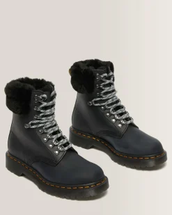 Store 1460 Serena Collar Imitatiebont Gevoerde Enkellaarzen UNISEX Veterlaarzen|Enkellaarzen