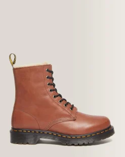 Discount 1460 Serena Imitatiebont Gevoerde Leren Veterlaarzen WOMENS Veterlaarzen|Enkellaarzen
