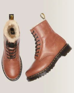 Discount 1460 Serena Imitatiebont Gevoerde Leren Veterlaarzen WOMENS Veterlaarzen|Enkellaarzen