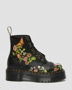 Hot Sinclair Leren Platform Laarzen met bloemenprint WOMENS Platform Laarzen