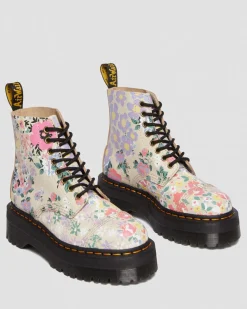 Store Sinclair Leren Platform Laarzen Met Mash Up Bloemenprint UNISEX Veterlaarzen|Enkellaarzen