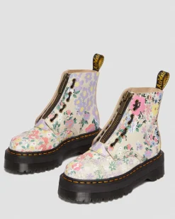 Store Sinclair Leren Platform Laarzen Met Mash Up Bloemenprint UNISEX Veterlaarzen|Enkellaarzen