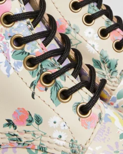 Store Sinclair Leren Platform Laarzen Met Mash Up Bloemenprint UNISEX Veterlaarzen|Enkellaarzen