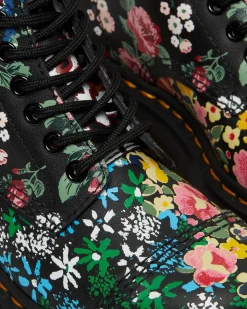 Shop Sinclair Leren Platform Laarzen Met Mash Up Bloemenprint UNISEX Veterlaarzen|Platform Laarzen
