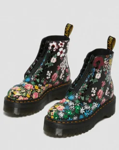 Shop Sinclair Leren Platform Laarzen Met Mash Up Bloemenprint UNISEX Veterlaarzen|Platform Laarzen