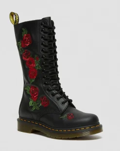 Fashion 1914 Vonda Rose Leren Veterlaarzen met Bloemenprint UNISEX Hoge Laarzen|Winterlaarzen