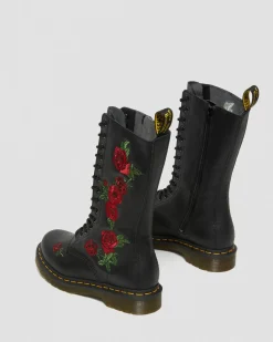 Fashion 1914 Vonda Rose Leren Veterlaarzen met Bloemenprint UNISEX Hoge Laarzen|Winterlaarzen