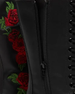 Fashion 1914 Vonda Rose Leren Veterlaarzen met Bloemenprint UNISEX Hoge Laarzen|Winterlaarzen