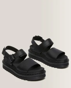 Outlet Voss Hydro Leren Sandalen met Band WOMENS Platform Sandalen|Zwarte Sandalen