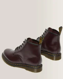 Hot 101 Yellow Stitch Smooth Leren Enkellaarzen WOMENS Enkellaarzen|Veterlaarzen